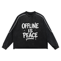Offline Is Peace Mineral Wash Piping Raw Hem Sweatshirt - millirayclothing