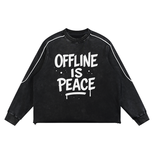 Mineral Wash Piping Raw Hem Sweatshirt