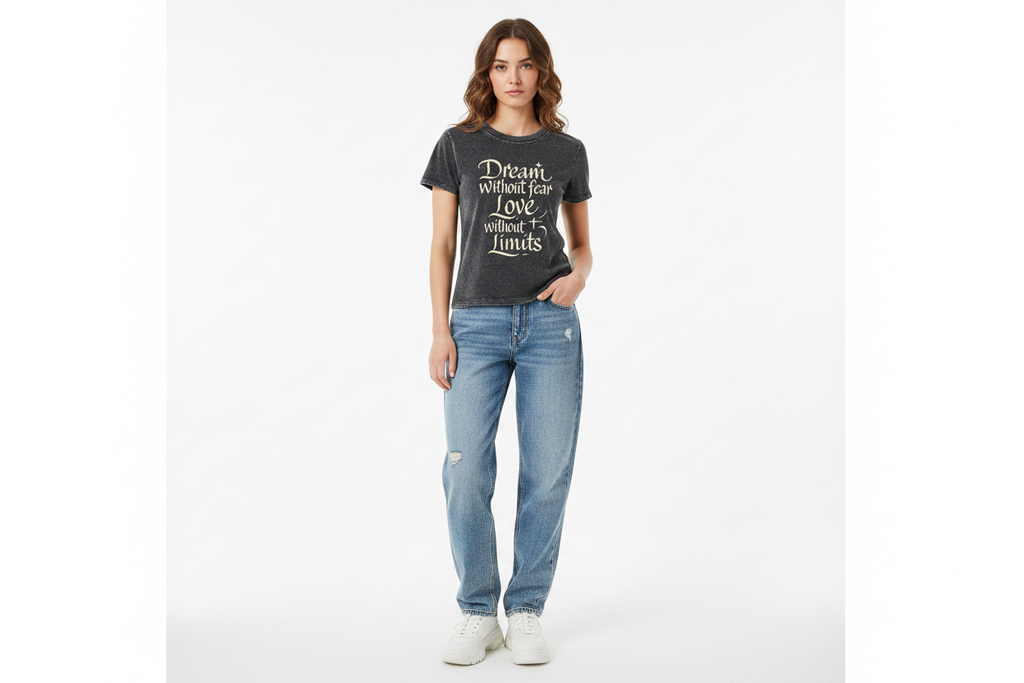 Female Model - Dream Without Fear Tee Front