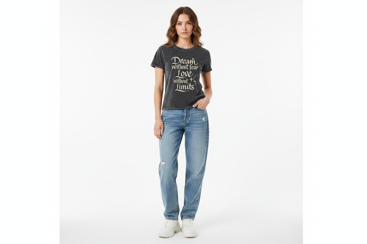 Female Model - Dream Without Fear Tee Front