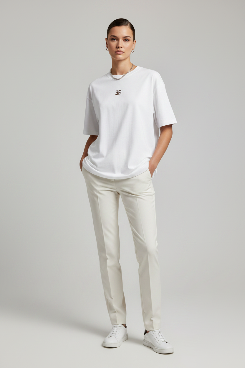 Female Model - White 3E Tee