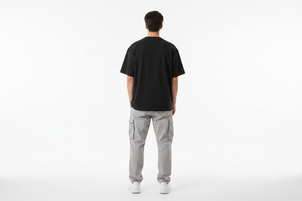 Male Model - Black Tee Back