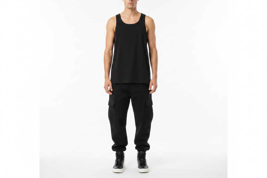 Male Model - Black Vest Blank Front