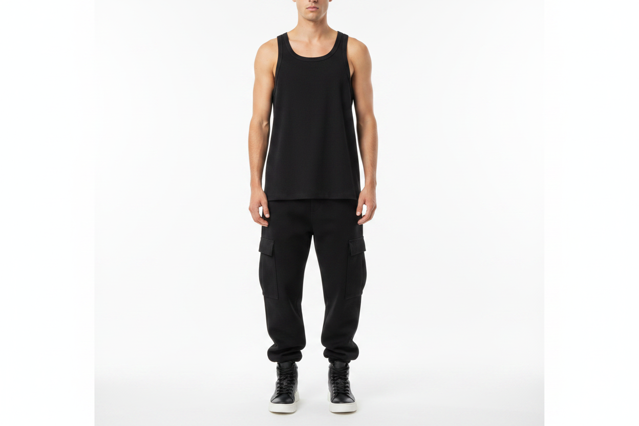 Male Model - Black Vest Blank Front