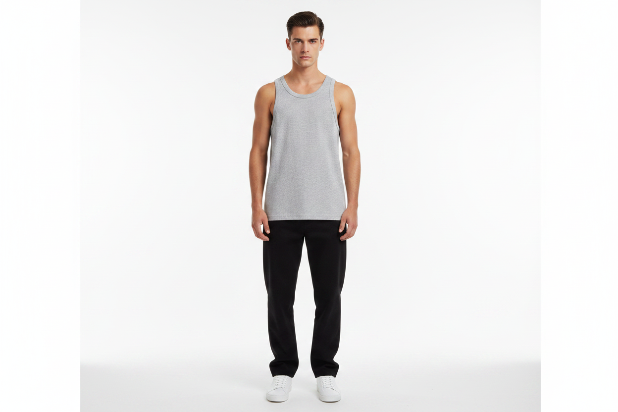 Male Model - Grey Vest Blank Front