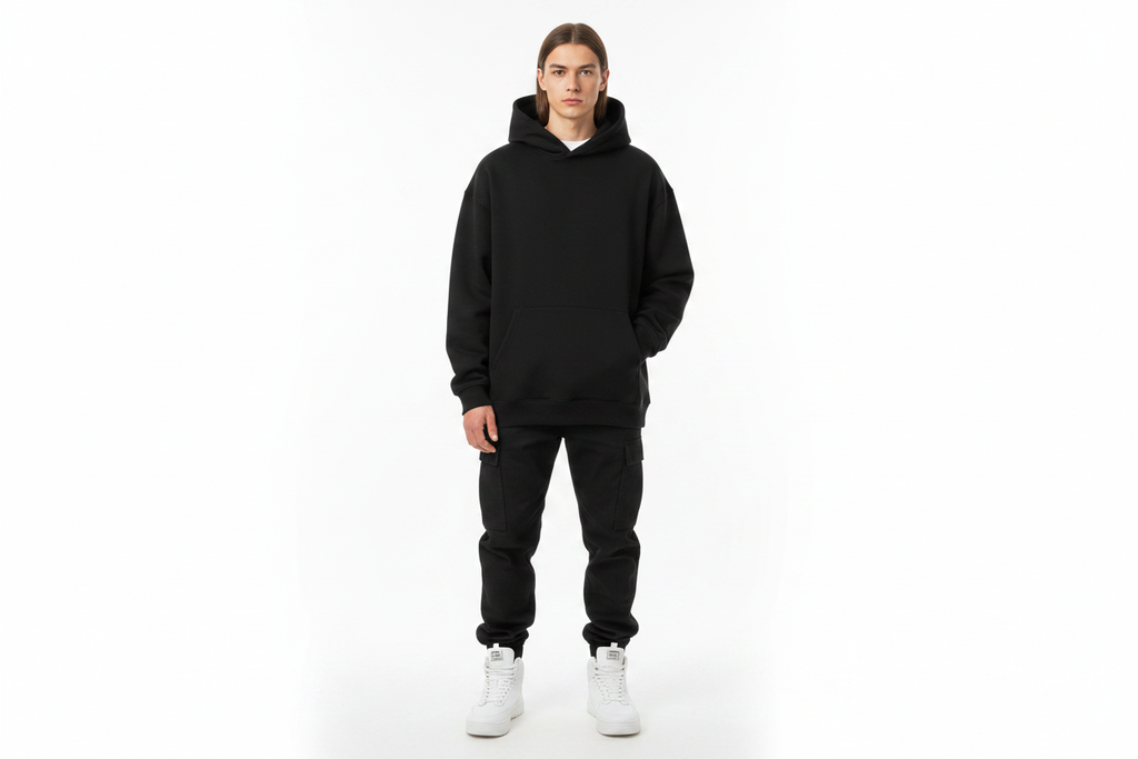 Unisex Model Mockup - Black Hoodie Front