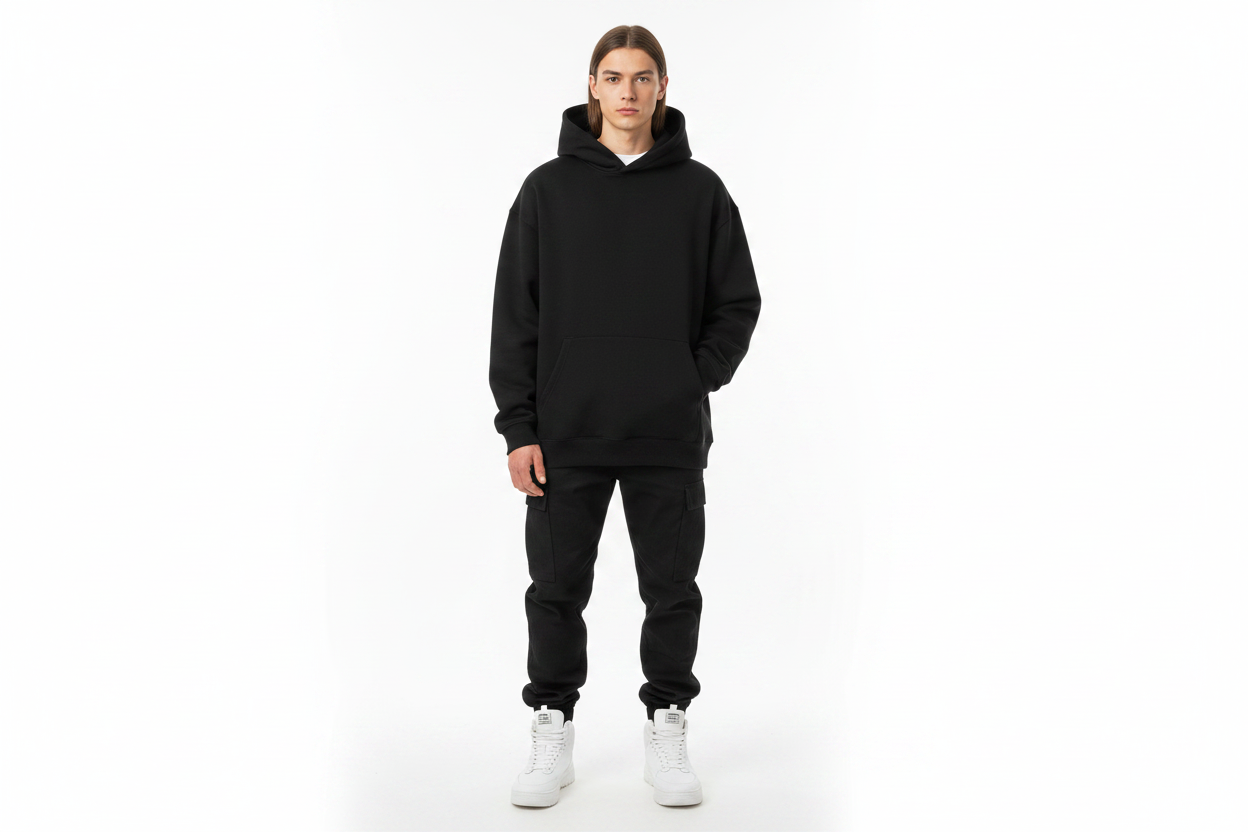 Unisex Model Mockup - Black Hoodie Front