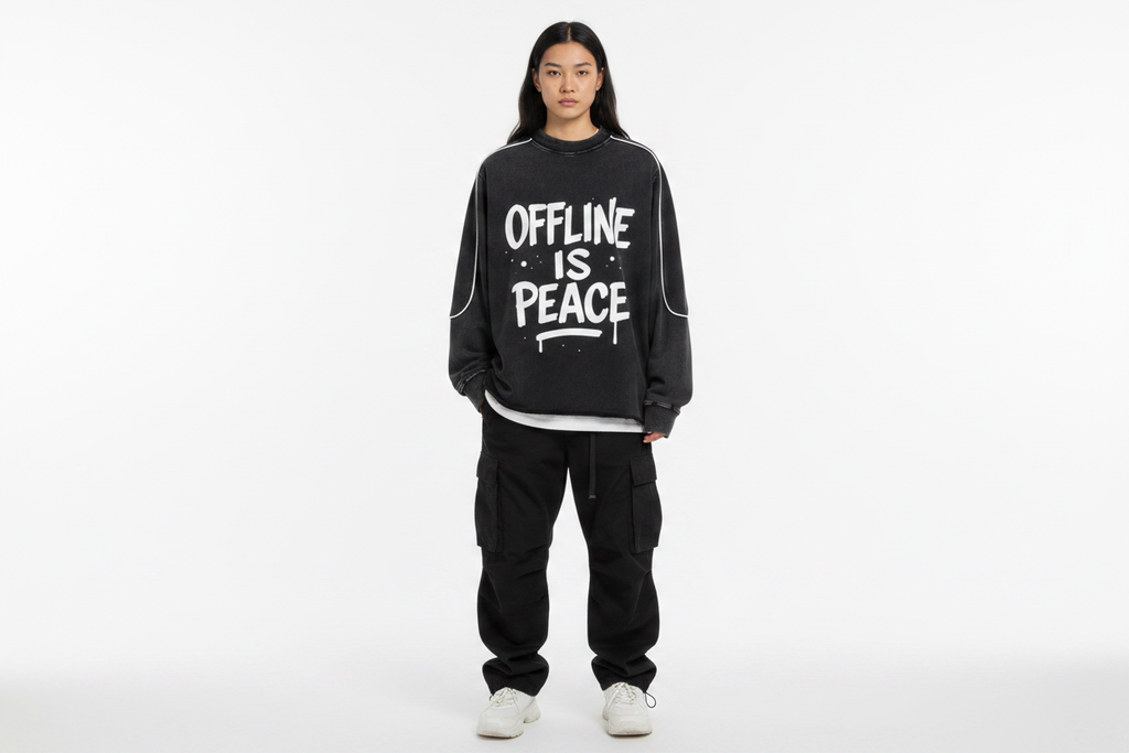 Unisex Model - Offline Is Peace Sweatshirt Front