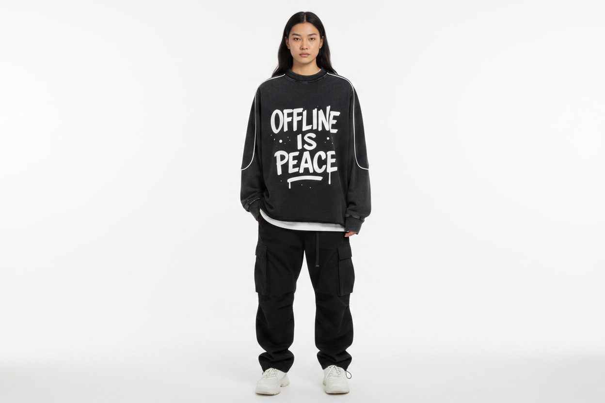 Unisex Model - Offline Is Peace Sweatshirt Front