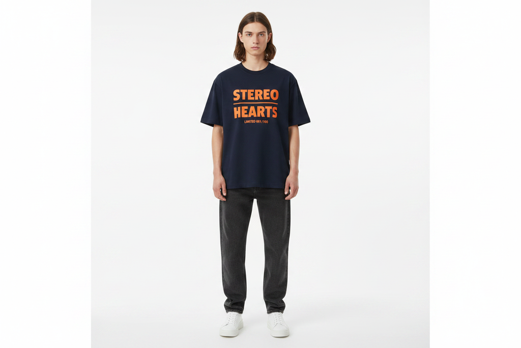 Unisex Model - Stereo Hearts Tee Front