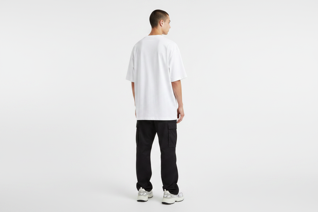 Unisex Model - White Offline Is Peace Tee Back