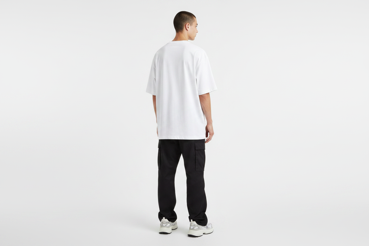 Unisex Model - White Offline Is Peace Tee Back