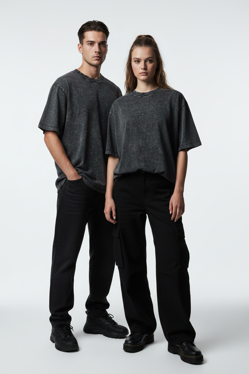 Unisex Snow Washed Heavyweight T-Shirt — Model Mockup
